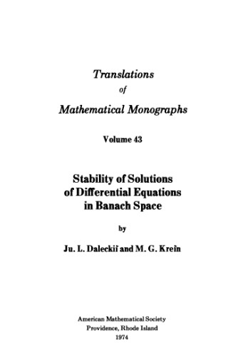 Stability of solutions of differential equations in Banach space