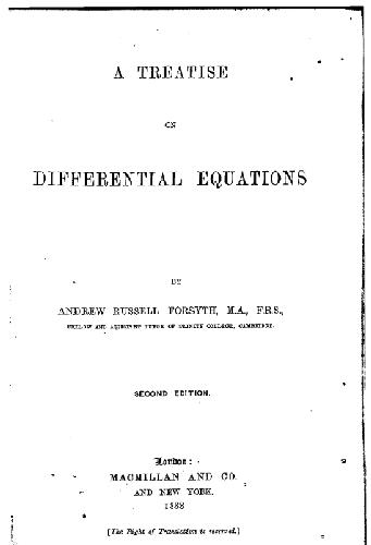 A Treatise on Differential Equations 