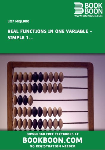 Real functions in one variable. Simple DEs 1