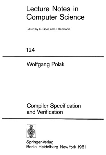 Compiler Specification and Verification