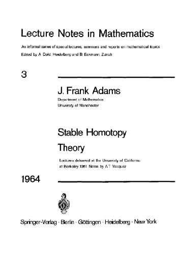 Stable Homotopy Theory