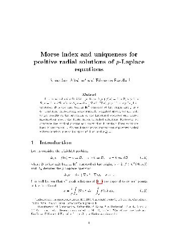 Morse index and uniqueness for positive radial solutions of p-Laplace equations