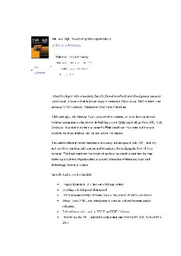 XML and SQL: Developing Web Applications