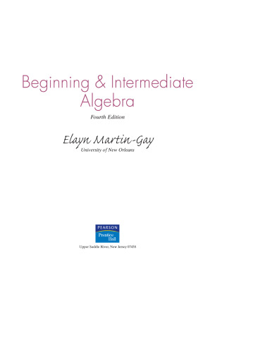 Beginning and Intermediate Algebra