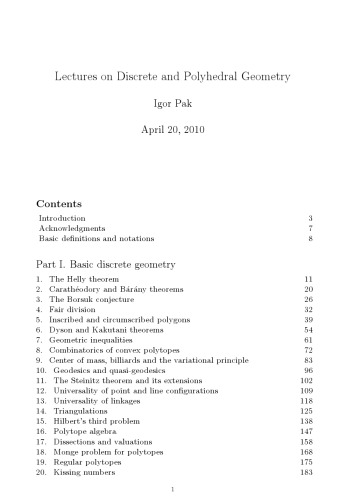 Lectures on Discrete and Polyhedral Geometry