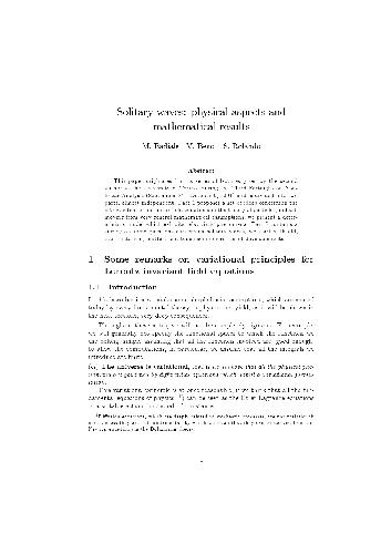 Solitary waves physical aspects and mathematical results