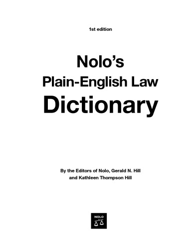 Nolo's Plain-English Law Dictionary