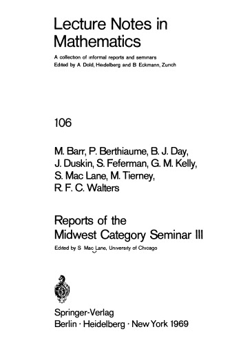 Reports Of The Midwest Category Seminar III