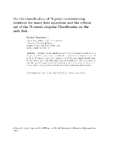 On the classification of N-point concentrating solutions for mean field equations and the critical set of the N-vortex singular Hamiltonian on the unit disk