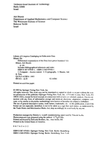 Differential Cryptanalysis of the Data Encryption Standard