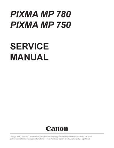 Canon Pixma MP750 MP780 Printer Service Manual