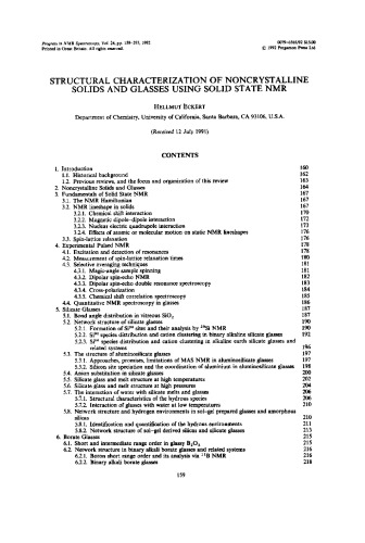 STRUCTURAL CHARACTERIZATION OF NONCRYSTALLINE SOLIDS AND GLASSES USING SOLID STATE NMR