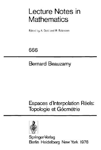 Espaces D'Interpolation Reels, Topologie Et Geometrie