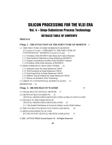 Silicon Processing for the VLSI Era, Vol. 4: Deep-Submicron Process Technology