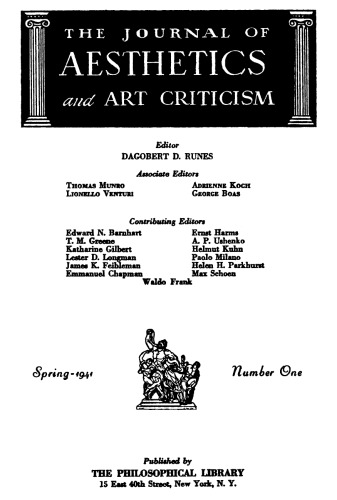 The Journal of Aesthetics and Art Criticism Vol. 1, No. 1 (Spring, 1941)