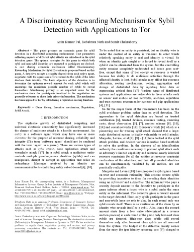 Algorithmic game for detection of Sybil attack