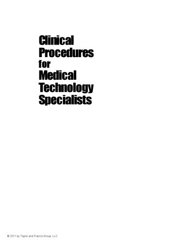 Clinical Procedures for Medical Technology Specialists