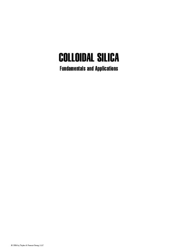 Colloidal Silica: Fundamentals and Applications