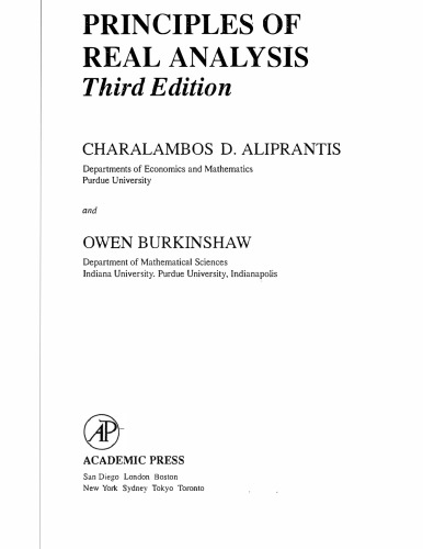 Principles Of Real Analysis, third edition