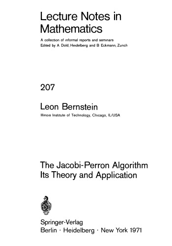 The Jacobi-Perron Algorithm