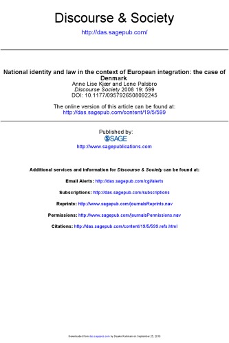 National identity and law in the context of European integration: the case of Denmark