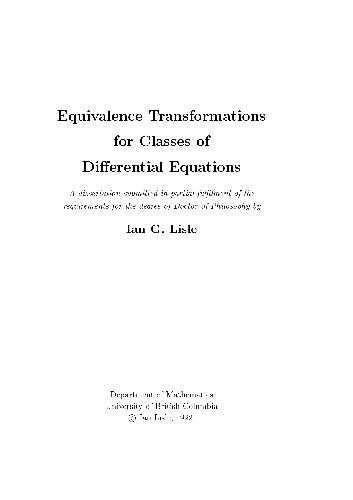 Equivalence Transformations for Classes of Differential Equations