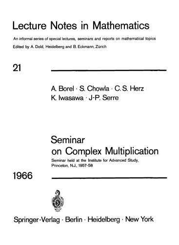 Seminar on Complex Multiplication