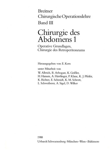 Breitner. Chirurgische Operationslehre. Band 3. Chirurgie des Abdomens 1