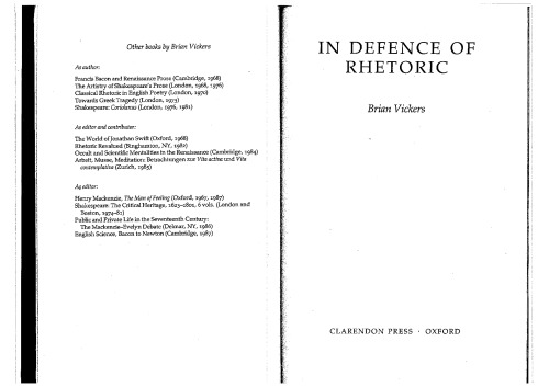 In Defence of Rhetoric - (Chapter 1)