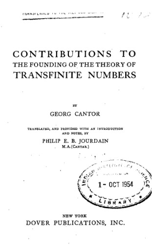 Contributions to the Founding of the Theory of Transfinite Numbers