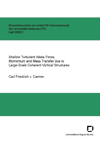 Shallow turbulent wake flows: momentum and mass transfer due to large-scale coherent vortical structures