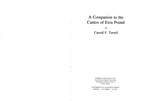 A Companion to The Cantos of Ezra Pound: Vol. II (Cantos 74 - 120)