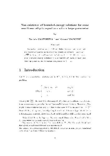 Non existence of bounded-energy solutions for some semilinear elliptic equations with a large parameter