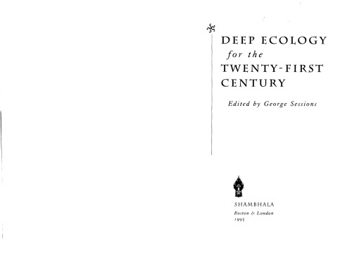 Deep Ecology for the Twenty-First Century