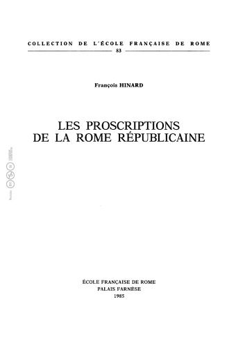 Les proscriptions de la Rome républicaine