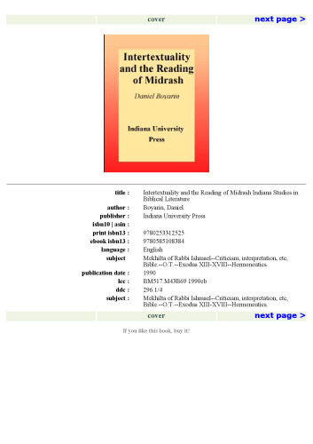 Intertextuality and the Reading of Midrash (Indiana Studies in Biblical Literature)