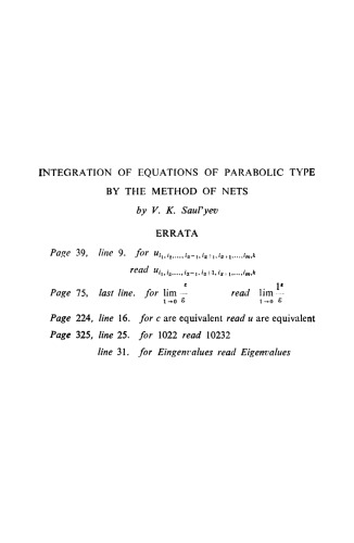 Integration of Equations of Parabolic Type By the Method of Nets