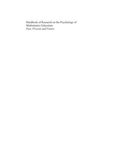 Handbook of Research on the Psychology of Mathematics Education - Past, Present and Future