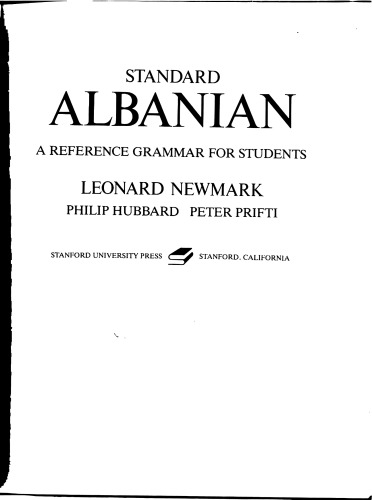 Standard Albanian: A Reference Grammar for Students