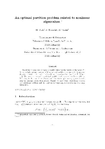 An optimal partition problem related to nonlinear eigenvalues