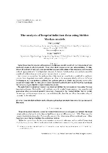 The analysis of hospital infection data using hidden Markov models