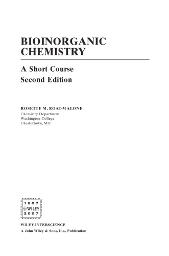 Bioinorganic Chemistry: A Short Course