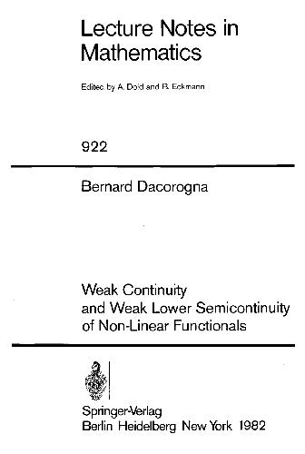 Weak Continuity and Weak Semicontinuity of Non-Linear Functionals