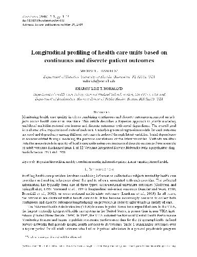 Longitudinal profiling of health care units based on continuous and discrete patient outcomes