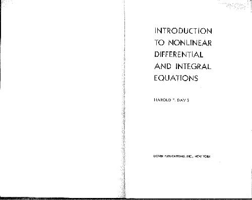 Introduction to Nonlinear Differential and Integral Equations