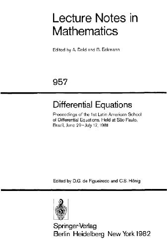 Differential Equations, Sao Paulo, Brazil, 1981: Proceedings