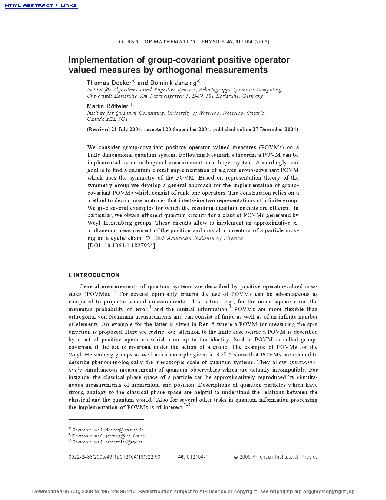 Implementation of group-covariant positive operator valued measures by orthogonal measurements