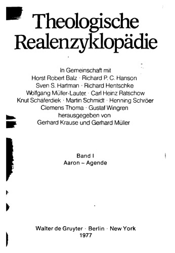 Theologische Realenzyklopädie, Bd 1: Aaron - Agende