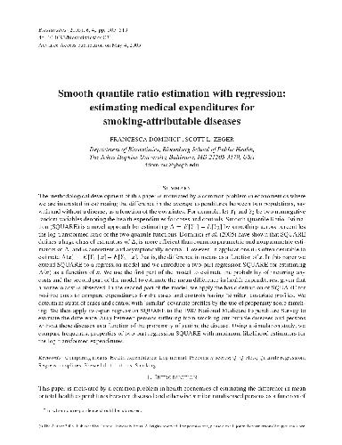 Smooth quantile ratio estimation with regression: estimating medical expenditures for smoking-attributable diseases