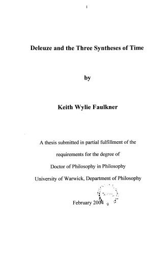 Deleuze and the Three Syntheses of Time